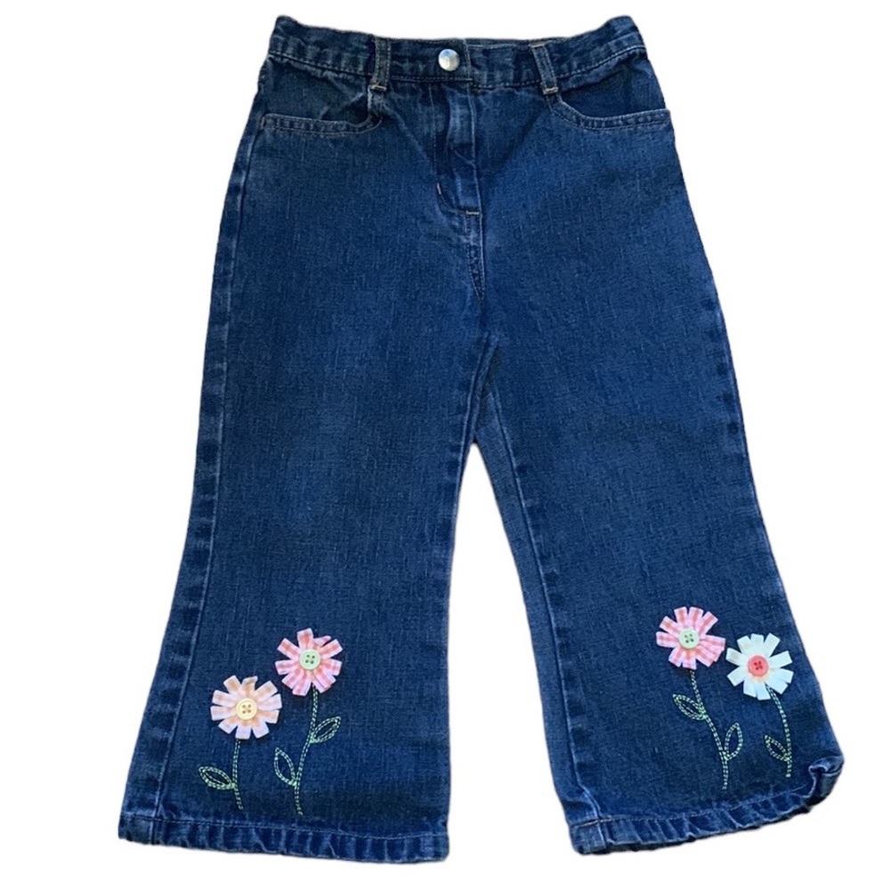 Vintage Gymboree Freshly Picked Gingham Floral Lace Top Jeans Lot 2T Adjustable - Picture 4 of 13